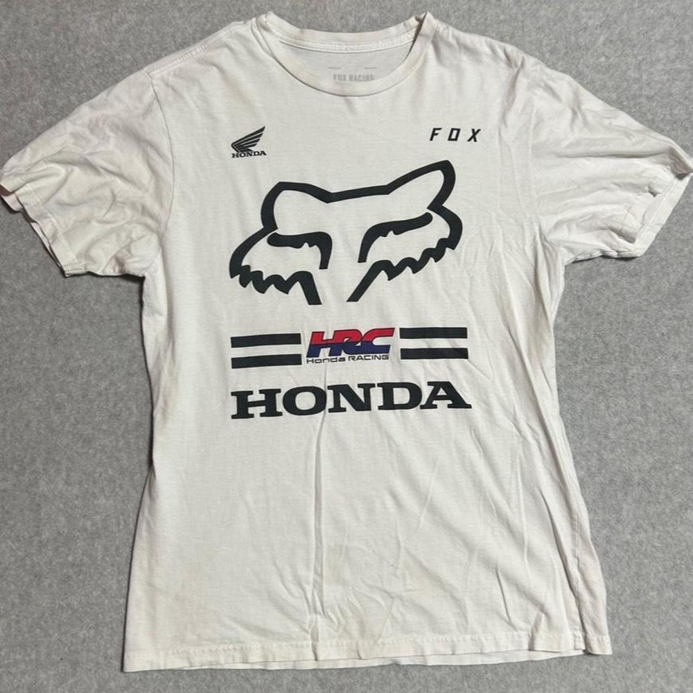 Fox Racing x Honda Premium T-Shirt Men's Size Medium White Short Sleeve